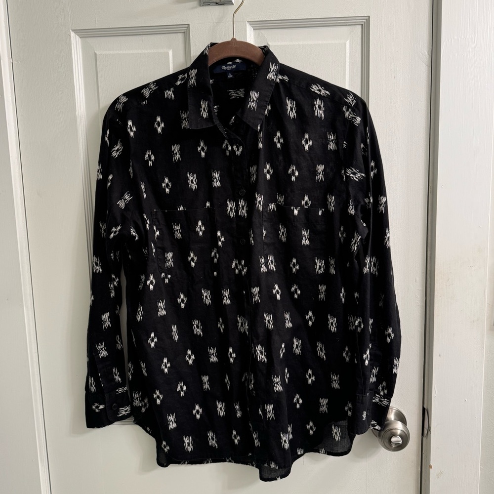 Madewell Printed Black Button-Up